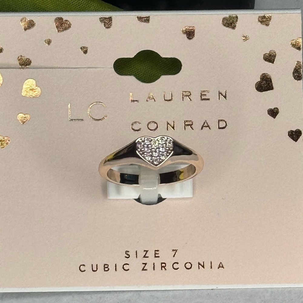 Lauren Conrad Rose Gold CZ Pave Heart Ring Size 7 only